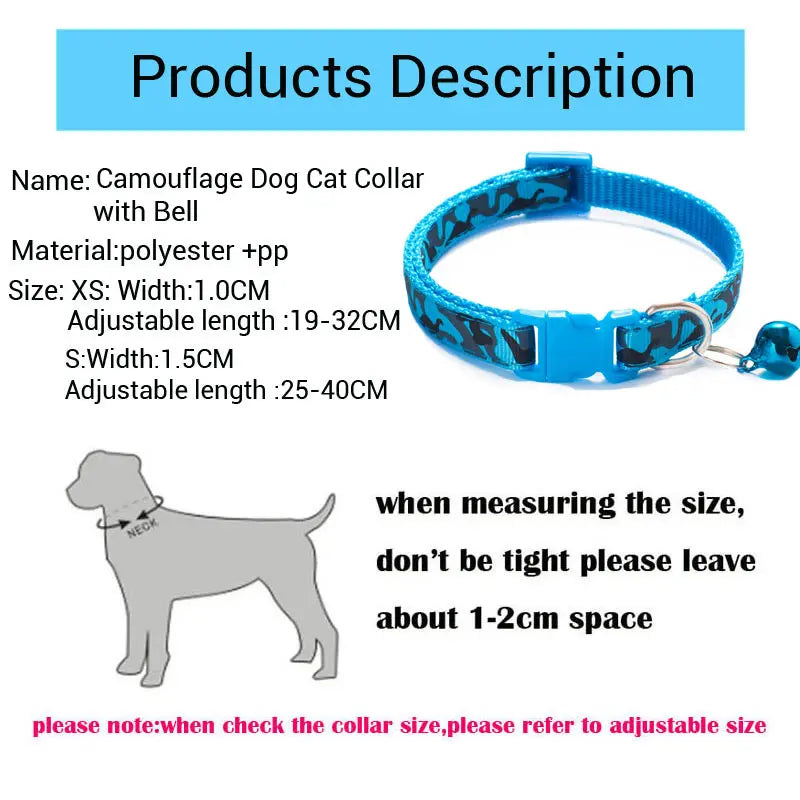 Adjustable Pet Necklace Camouflage Cat & Small Dog Collar