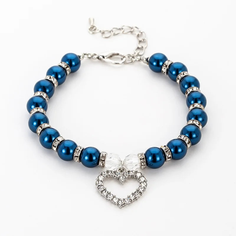 Fashion Necklace for Puppies Rhinestone Pearl Pet Collar