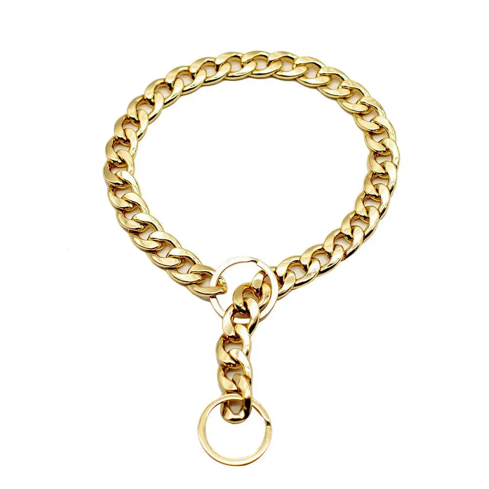Heavy-Duty Luxury Gold Metal Choke Chain Collar