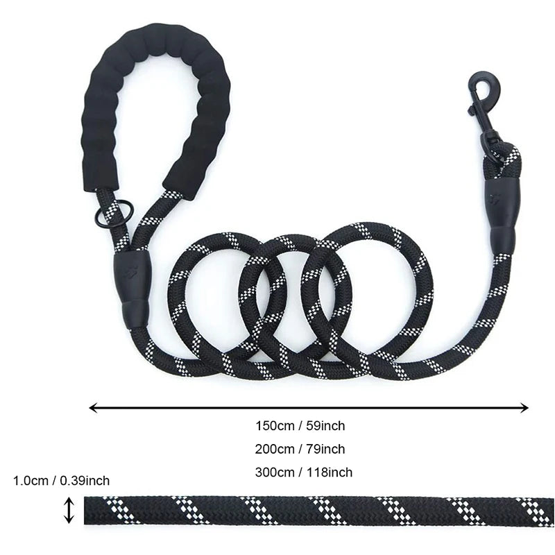 Durable & Comfortable Reflective Multi-Color Rope Dog Leash