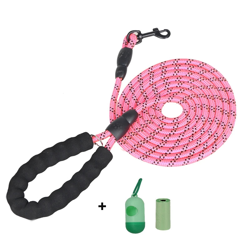 Durable & Comfortable Reflective Multi-Color Rope Dog Leash