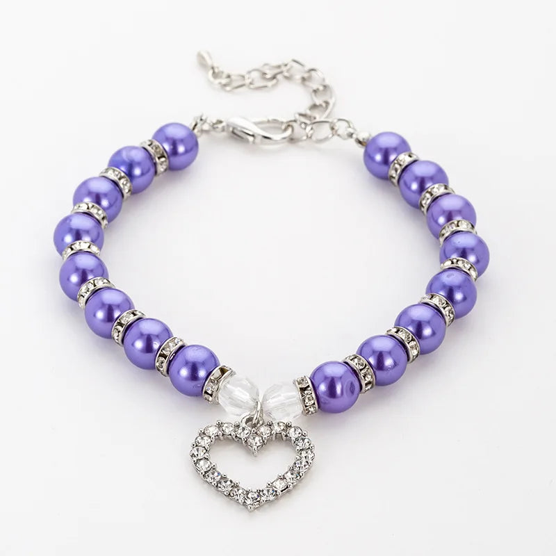 Fashion Necklace for Puppies Rhinestone Pearl Pet Collar