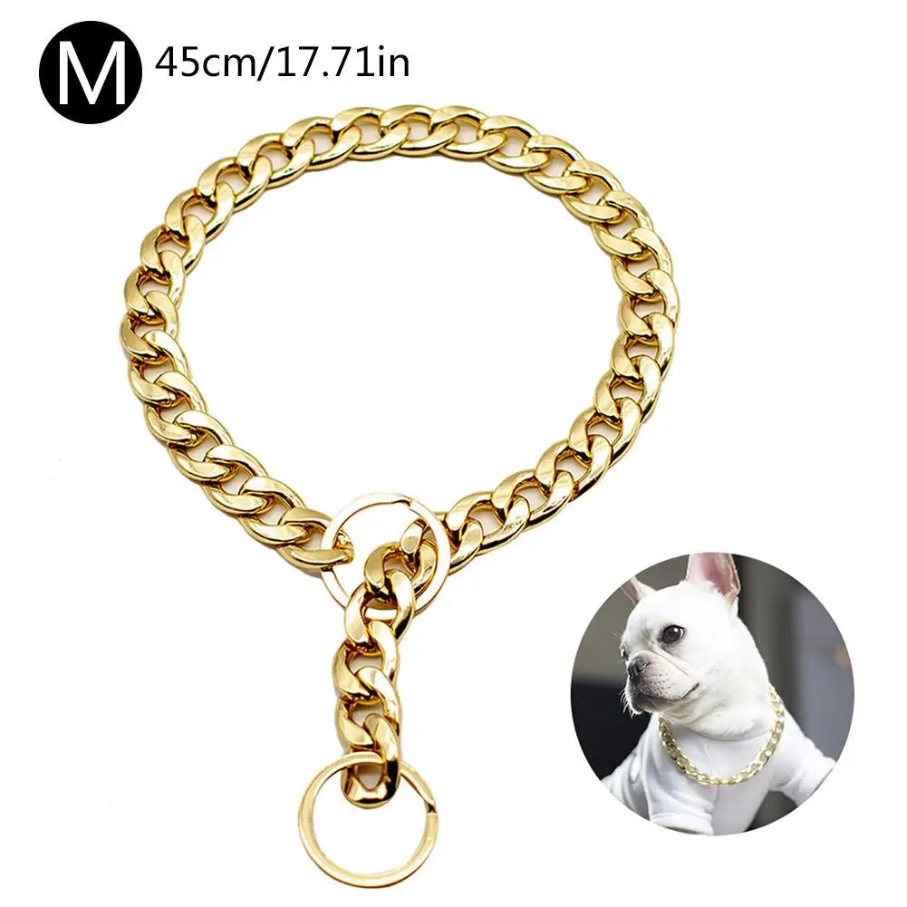 Heavy-Duty Luxury Gold Metal Choke Chain Collar