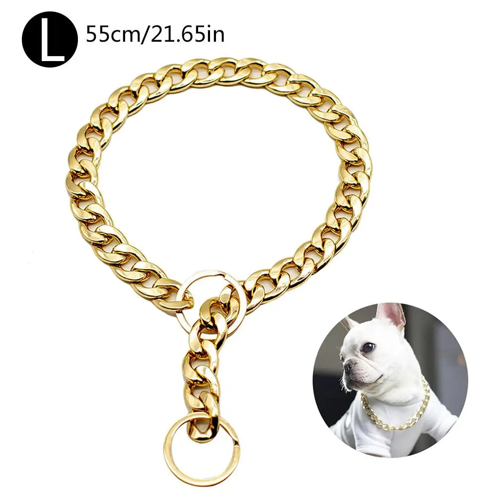 Heavy-Duty Luxury Gold Metal Choke Chain Collar