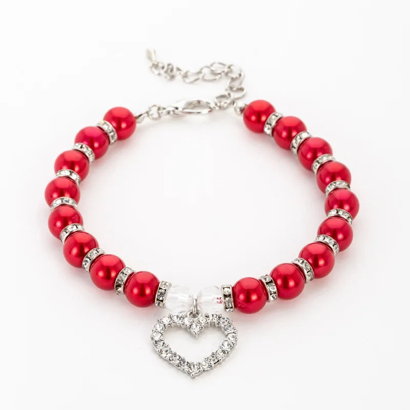 Fashion Necklace for Puppies Rhinestone Pearl Pet Collar