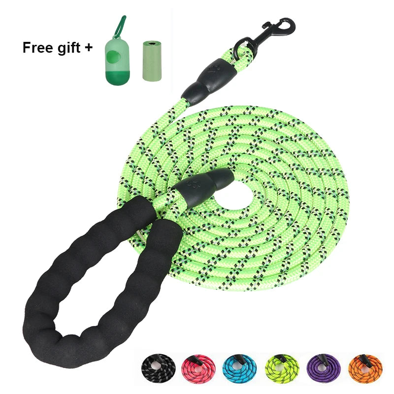 Durable & Comfortable Reflective Multi-Color Rope Dog Leash