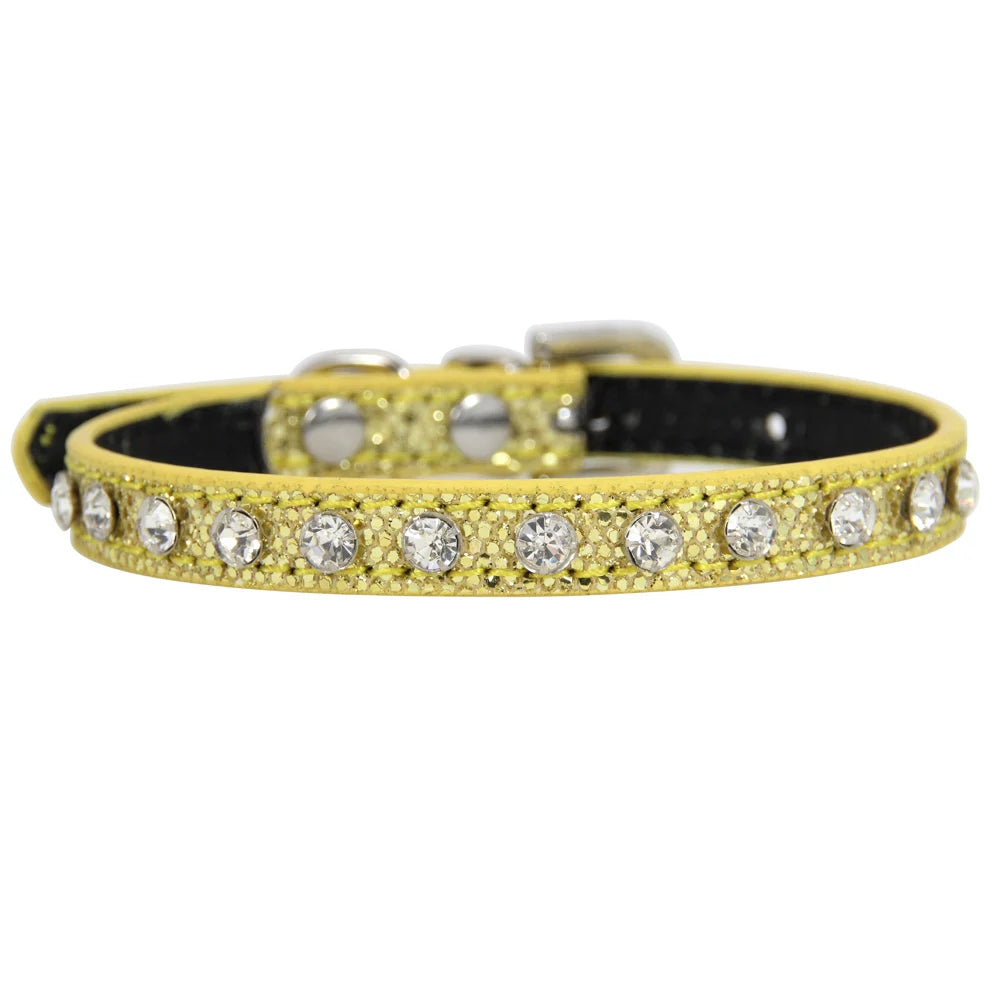 Rhinestone Rivet Bling PU Leather Pet Collar