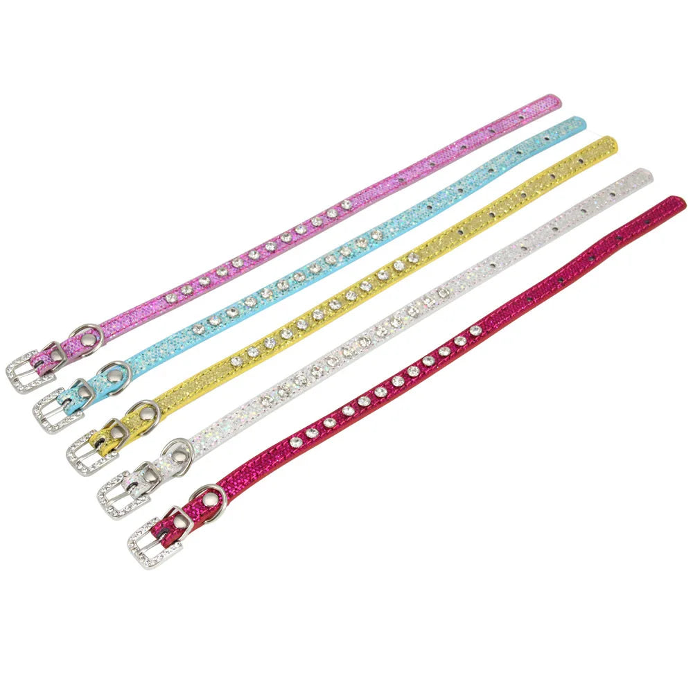 Rhinestone Rivet Bling PU Leather Pet Collar