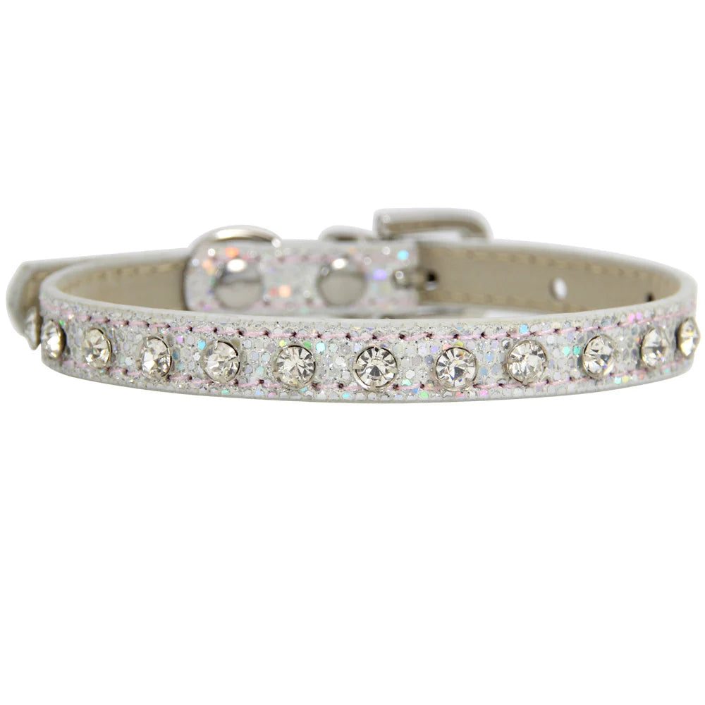 Rhinestone Rivet Bling PU Leather Pet Collar