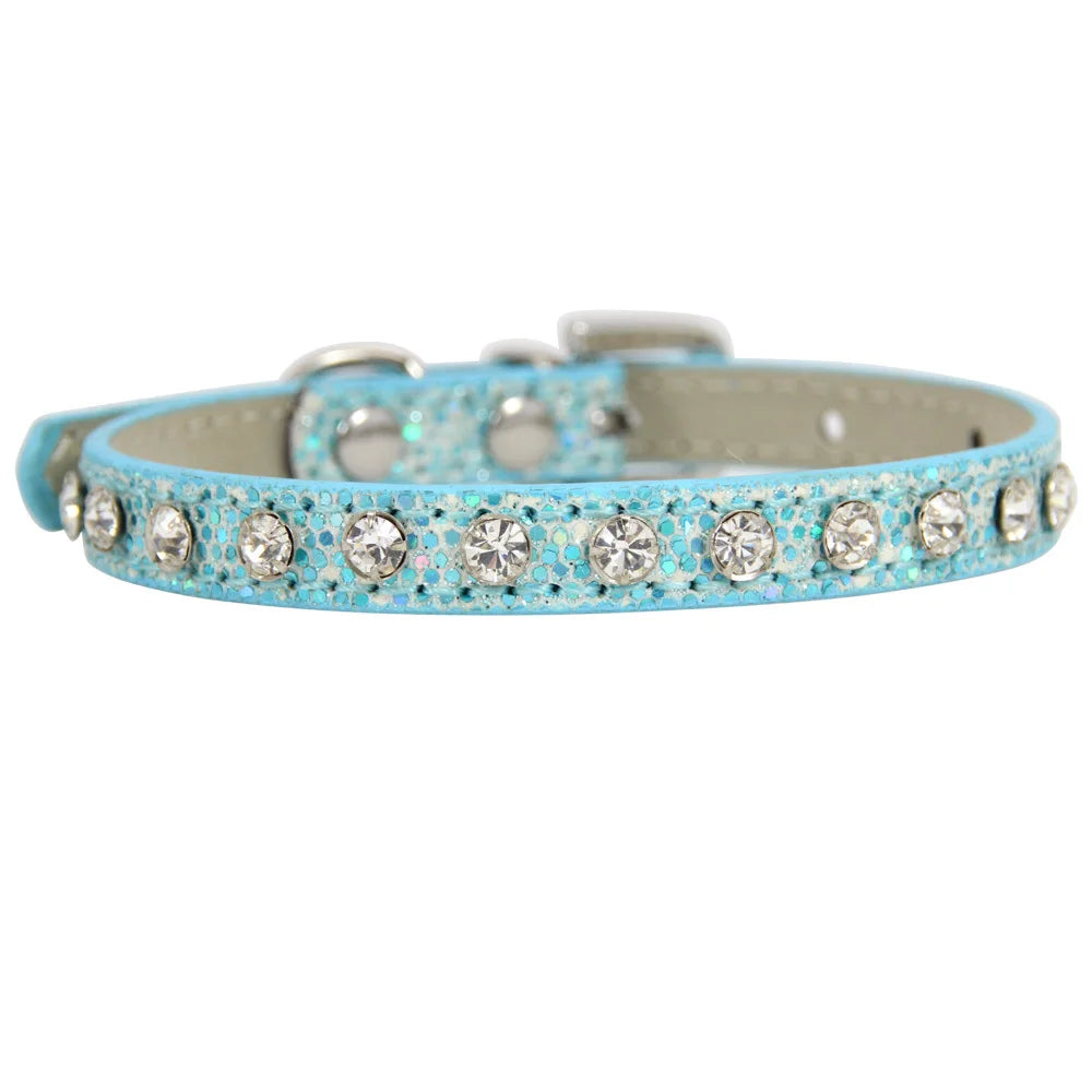 Rhinestone Rivet Bling PU Leather Pet Collar