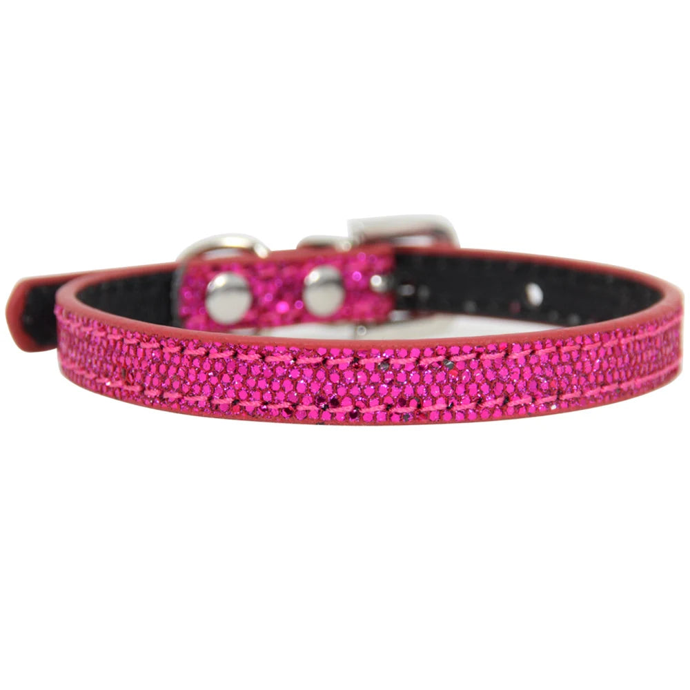 Rhinestone Rivet Bling PU Leather Pet Collar