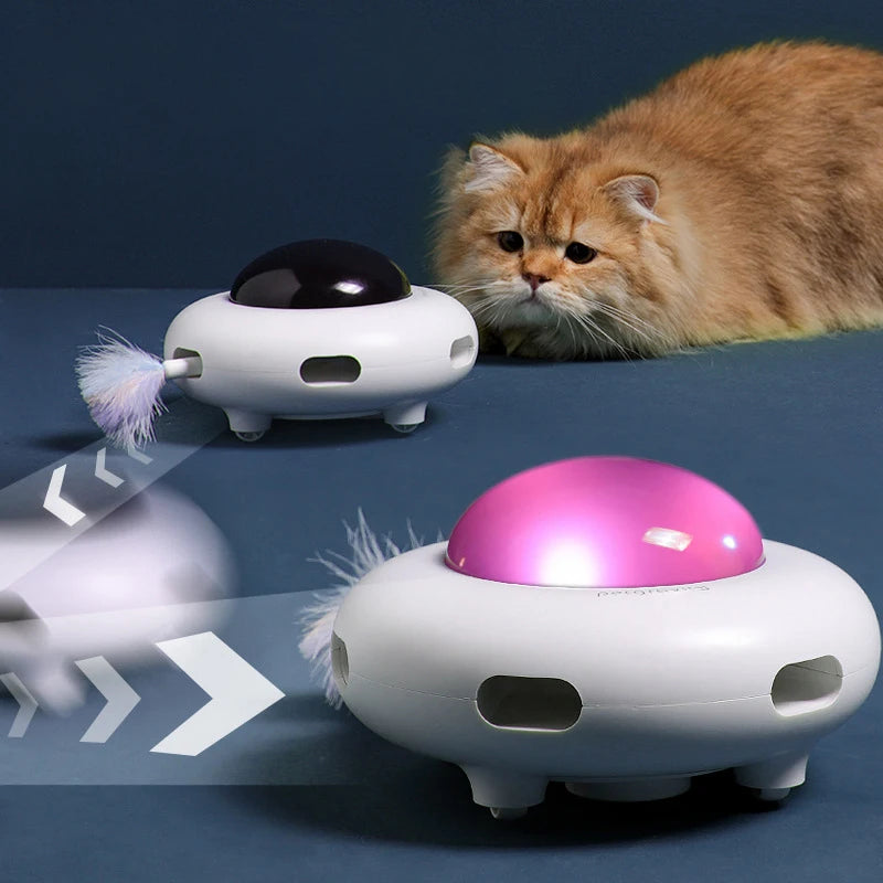Smart Electronic UFO Cat Toy Rotating Turntable & Interactive Stick