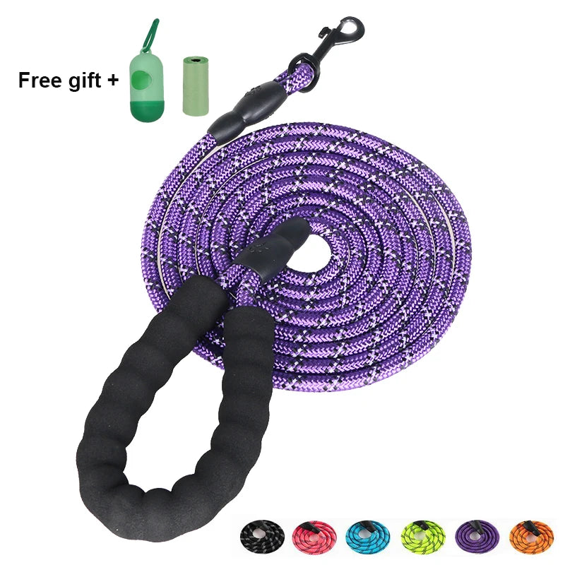 Durable & Comfortable Reflective Multi-Color Rope Dog Leash