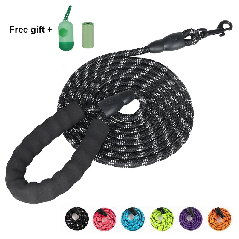 Durable & Comfortable Reflective Multi-Color Rope Dog Leash