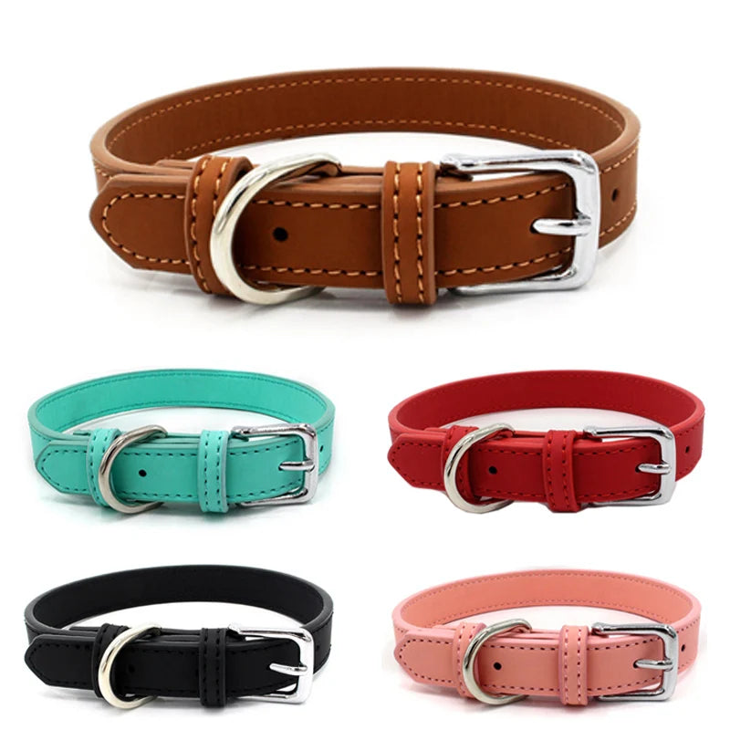 Adjustable Comfortable & Stylish PU Leather Dog & Cat Collar