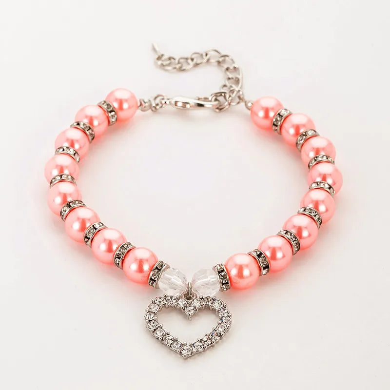 Fashion Necklace for Puppies Rhinestone Pearl Pet Collar