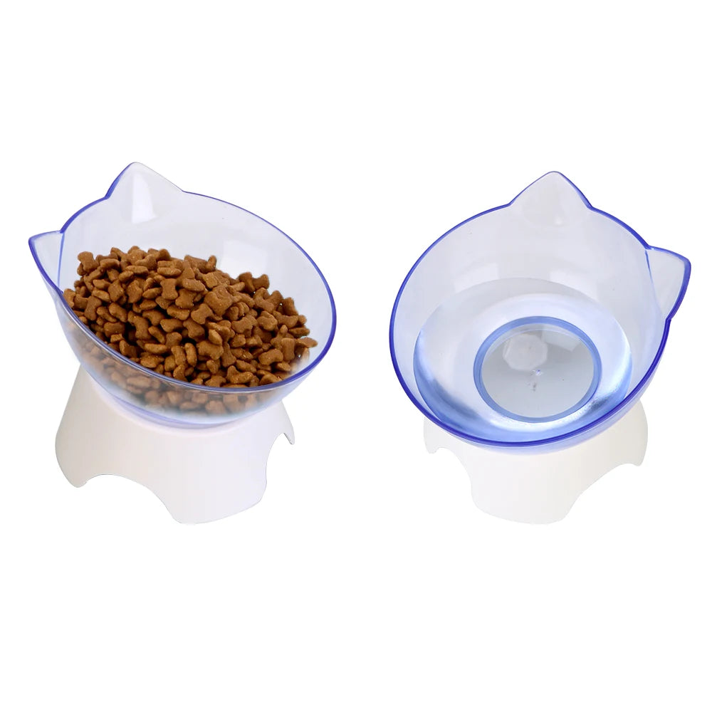 Transparent Food & Water Set with Stand for Cats & Dogs