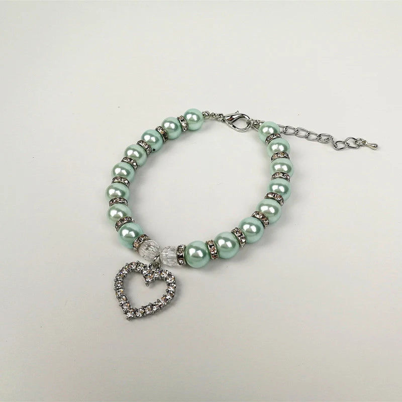 Fashion Necklace for Puppies Rhinestone Pearl Pet Collar