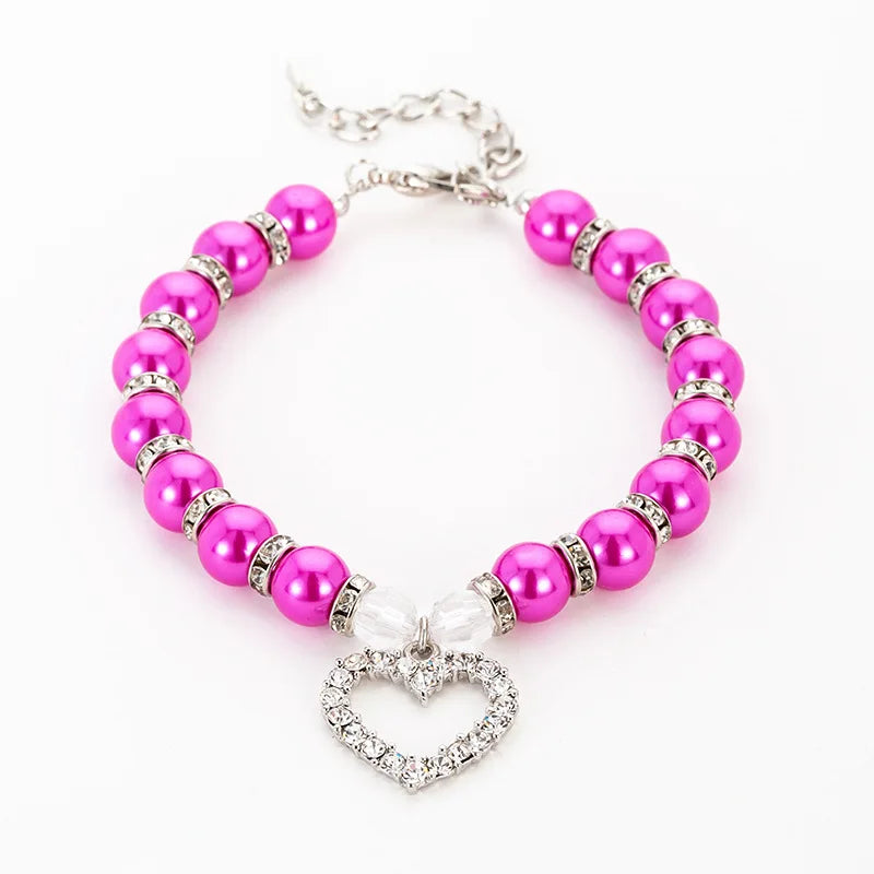 Fashion Necklace for Puppies Rhinestone Pearl Pet Collar