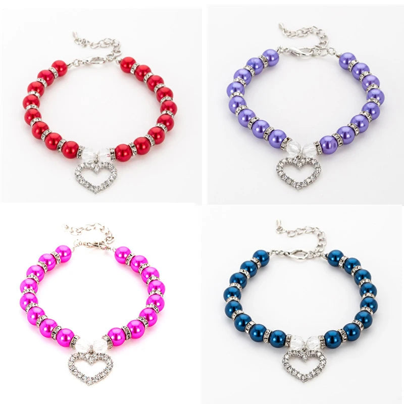Fashion Necklace for Puppies Rhinestone Pearl Pet Collar