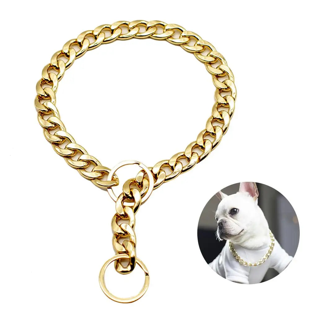 Heavy-Duty Luxury Gold Metal Choke Chain Collar