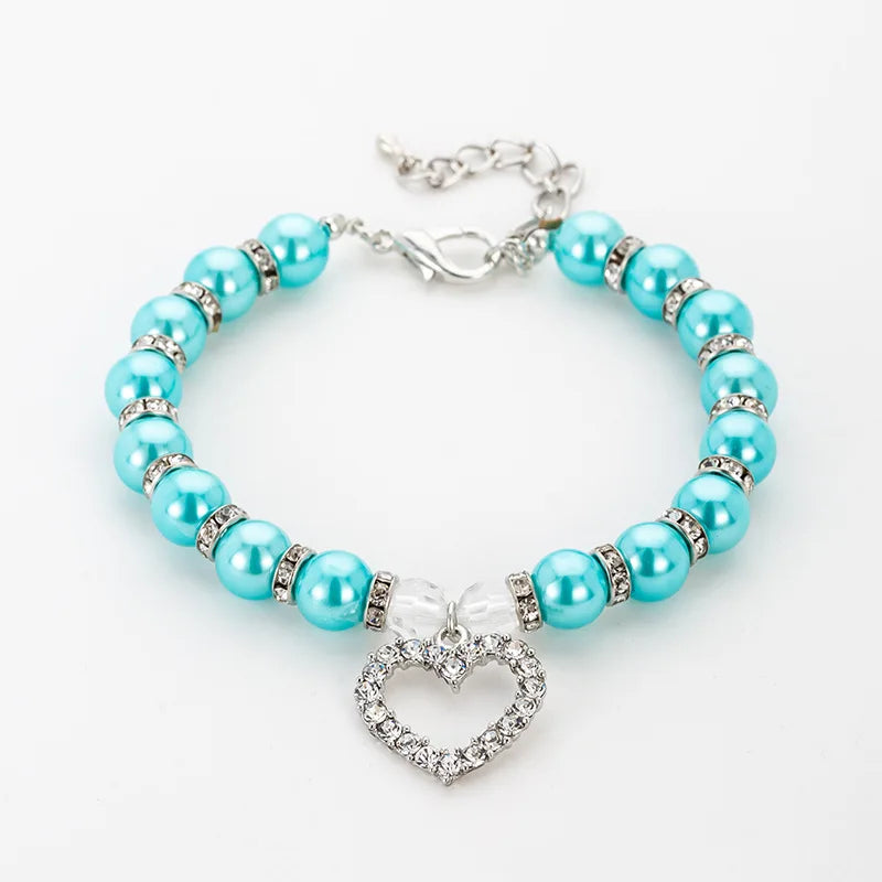 Fashion Necklace for Puppies Rhinestone Pearl Pet Collar