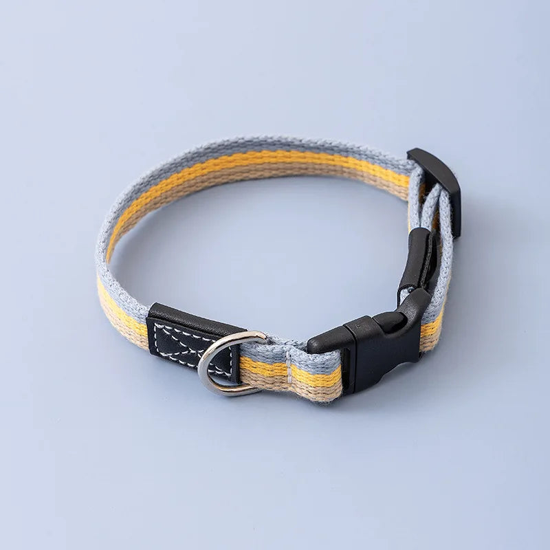 Thickened Color-Blocked Adjustable Canvas Dog Collar
