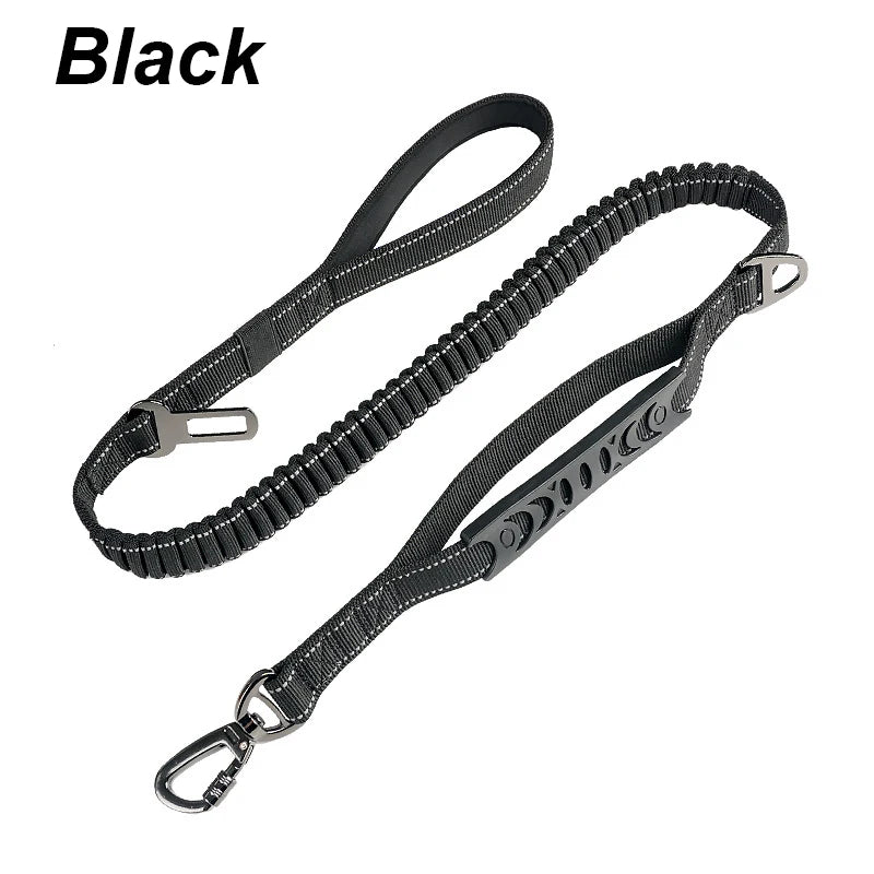 Shock Absorbing Multi-Functional Reflective Retractable Dog Leash