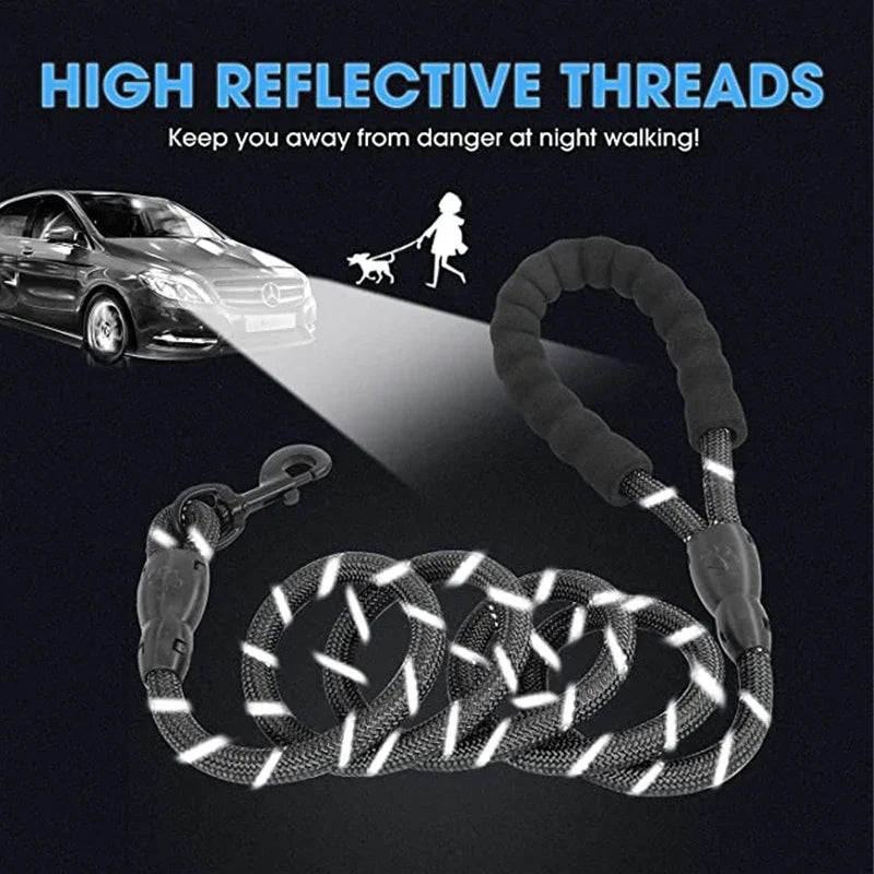 Shock-Absorbing Outdoor Strong Elastic Reflective Dog Leash