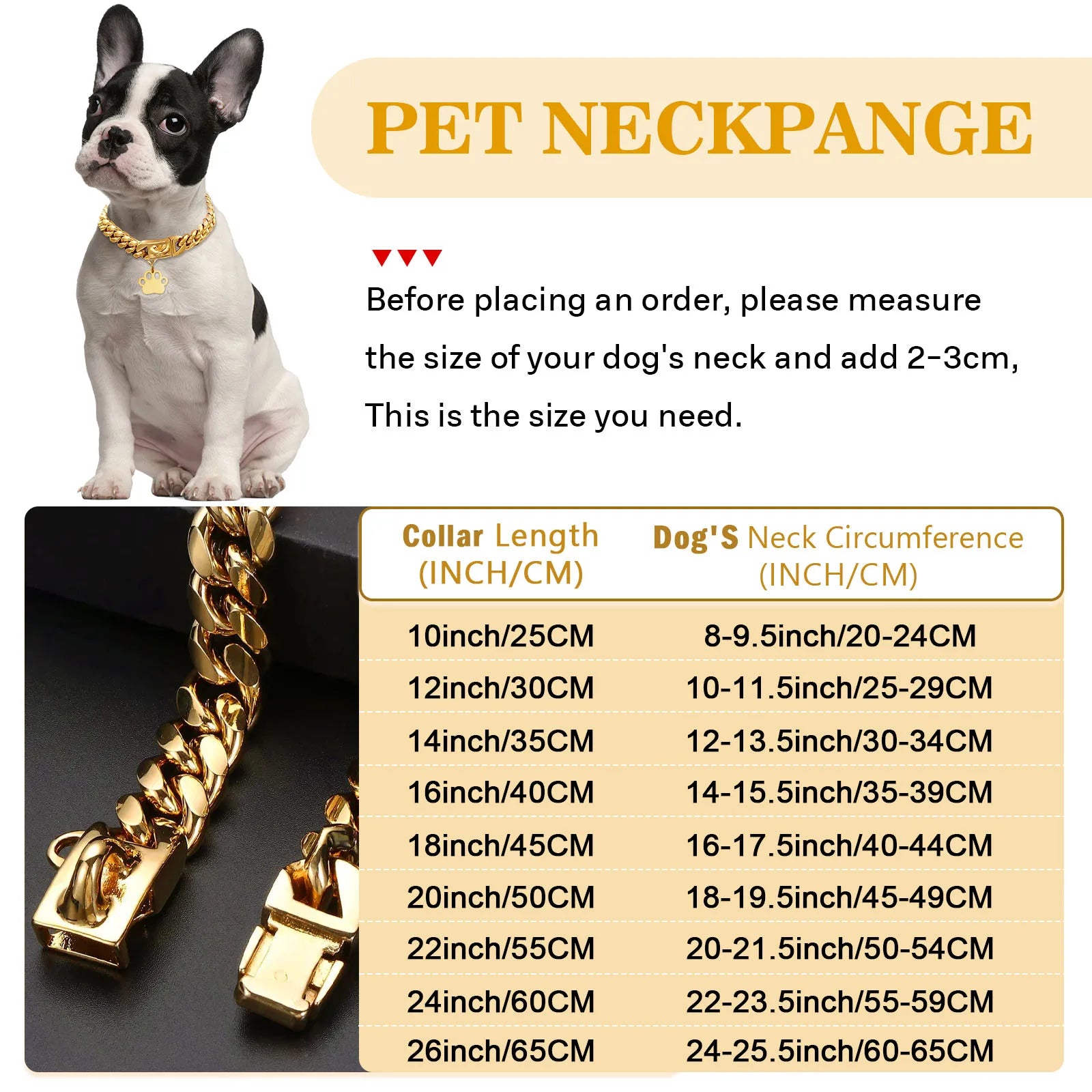 Strong Metal Choke Stainless Steel Cuban Link Dog Collar