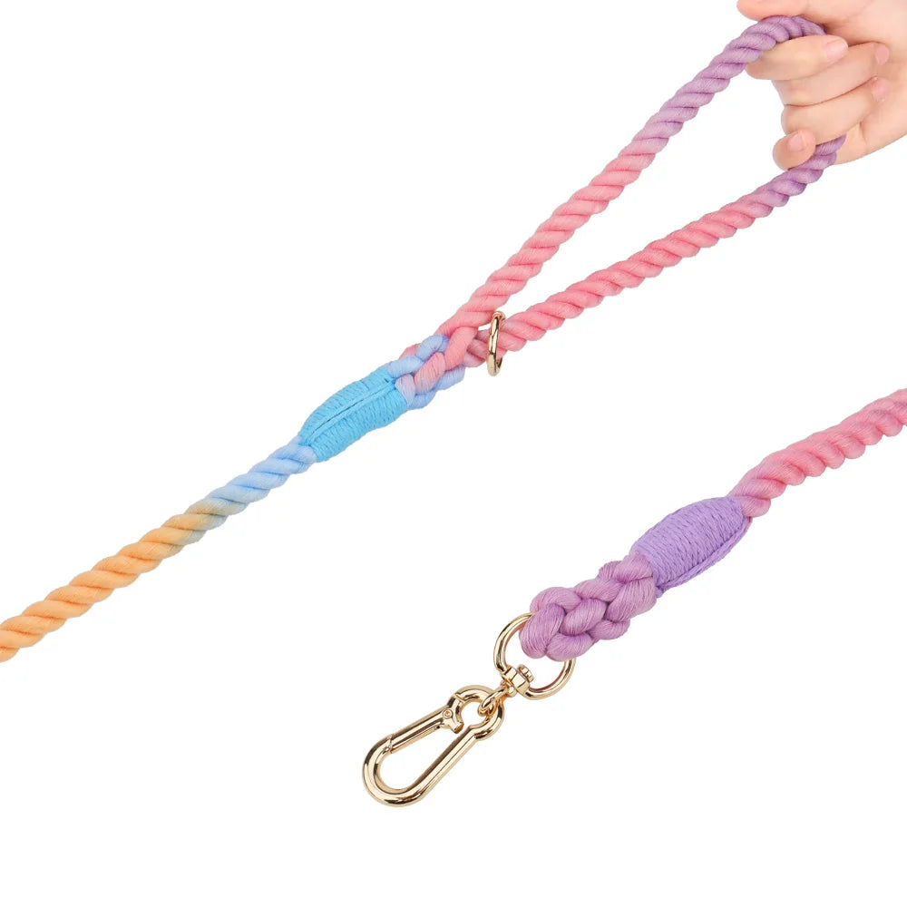 Multi-Function Hand-Woven Gradient Dog Leash