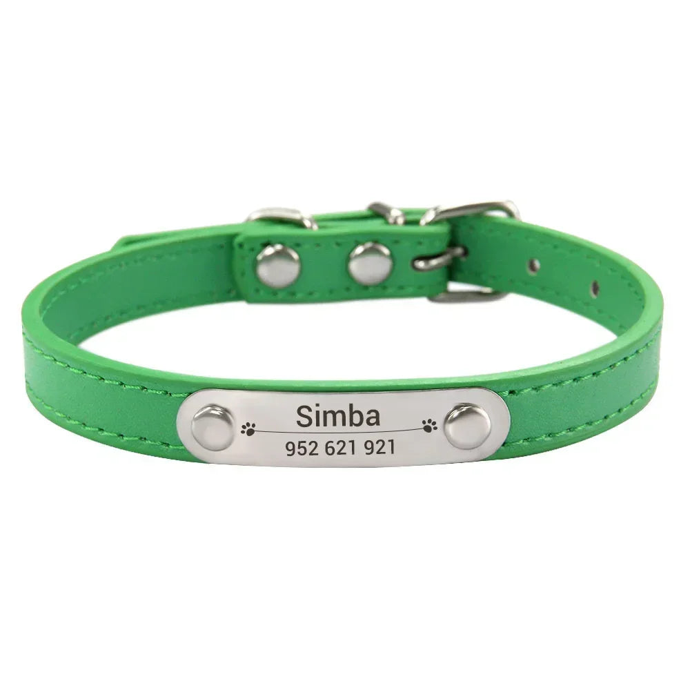 Anti-Lost Design Personalized PU Leather Dog Collar