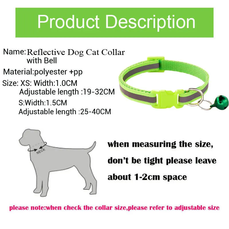 Safety Breakaway Buckle and Bell Reflective Cat Collar