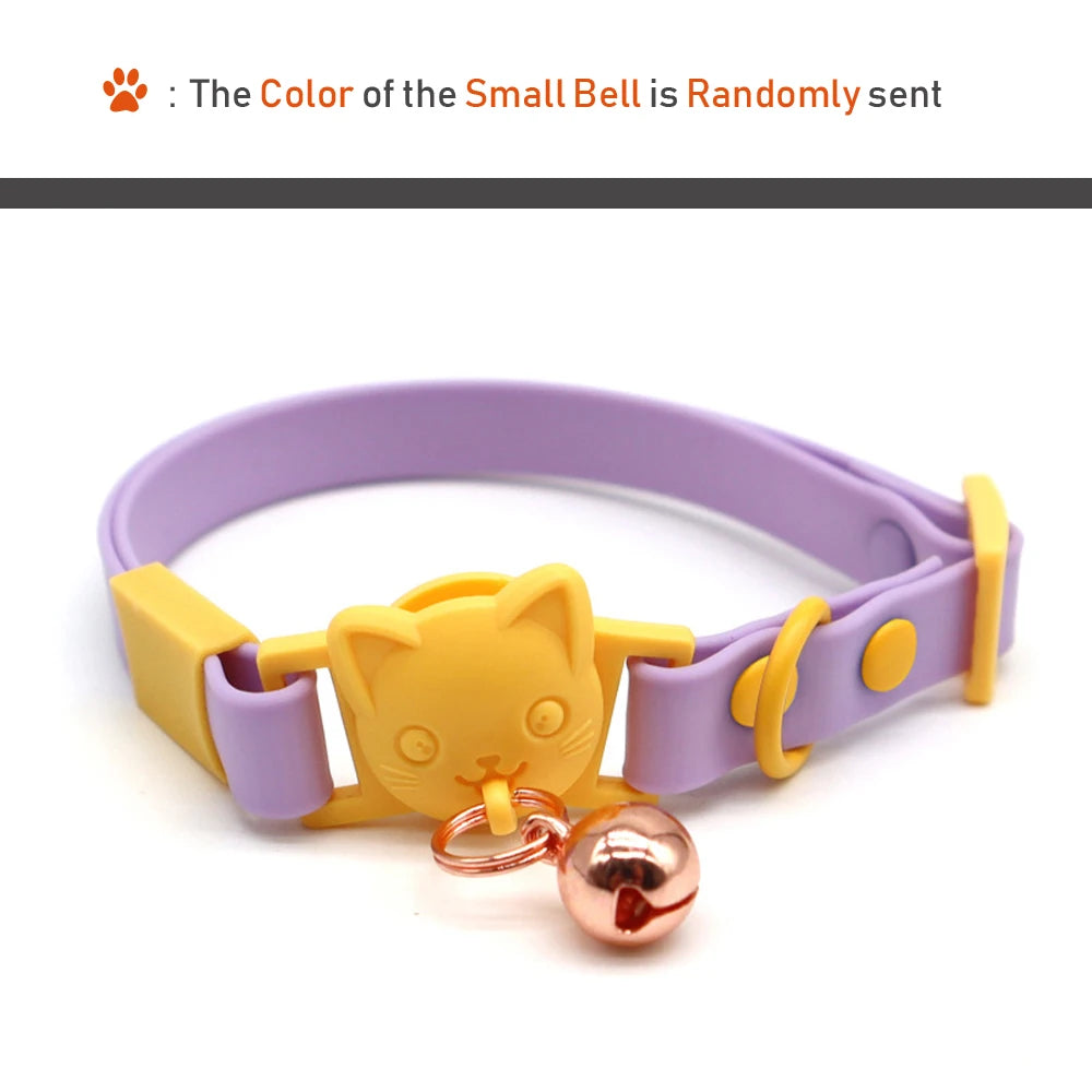 Adjustable Cartoon Design with Bell Waterproof PVC Cat Collar