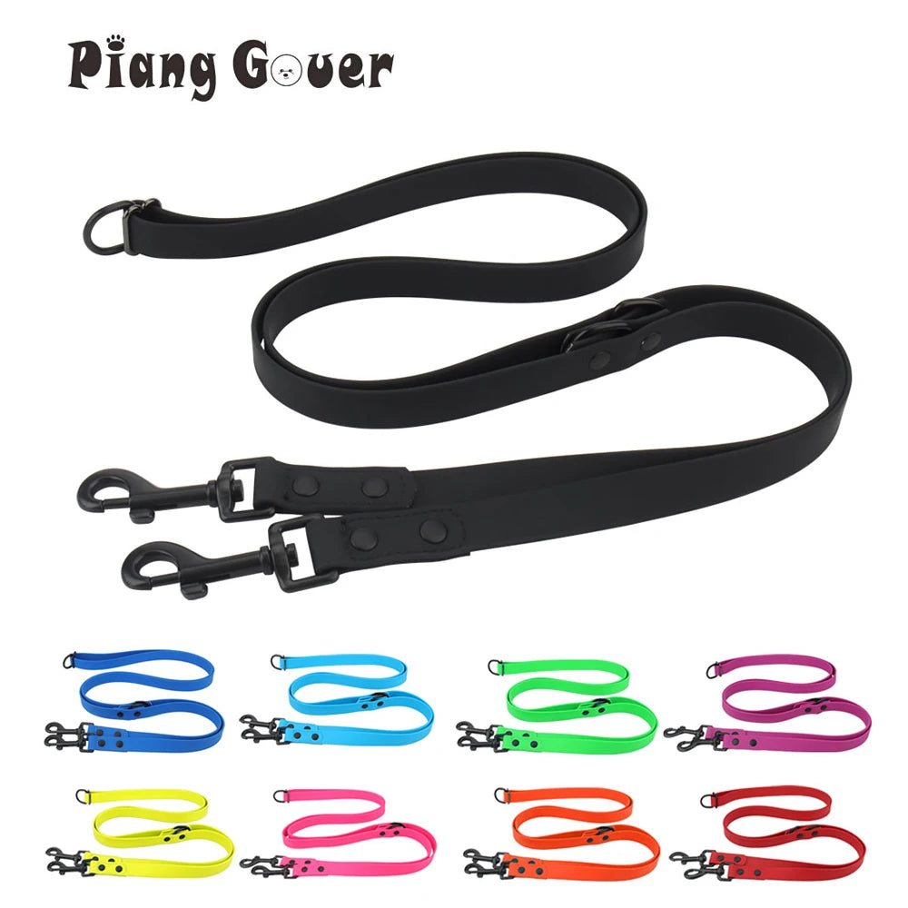 Cross-Body Double-Headed Waterproof PVC Dog Leash