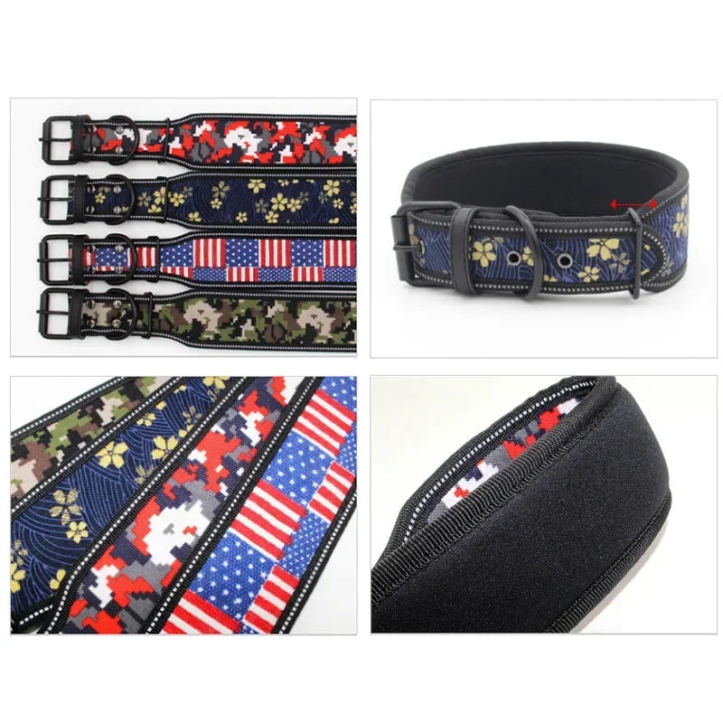 Adjustable Reflective Neoprene Padded Dog Collar