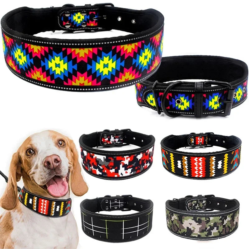 Adjustable Reflective Neoprene Padded Dog Collar