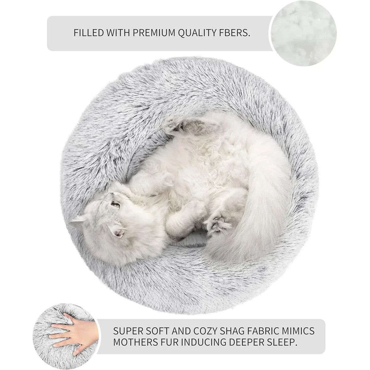 Soft Dark Gray 50cm Round Plush Pet Bed