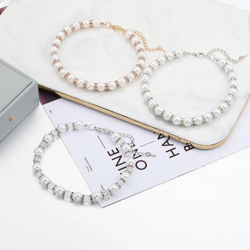 Adjustable Necklace Rhinestone & Imitation Pearl Pet Collar