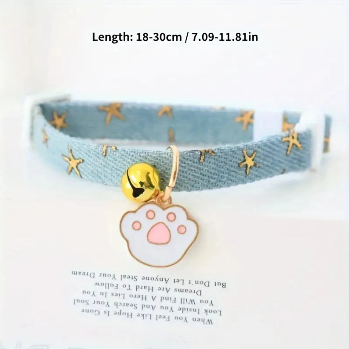 Cute Denim Pet Collar With Bell & Safety Buckle for Cats & Dogs