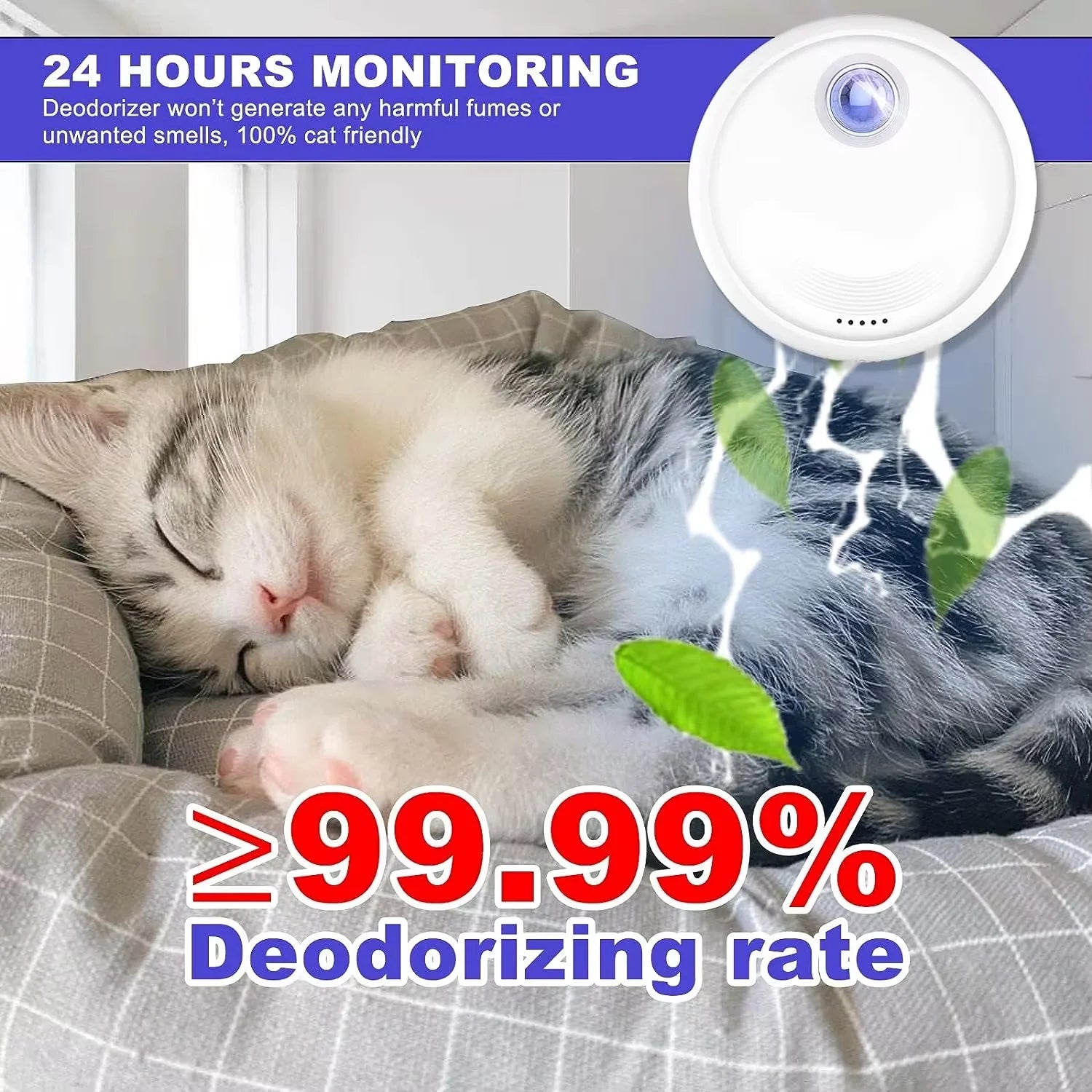 Smart Cat Odor Purifier Litter Box Deodorizer Replacement for Pets
