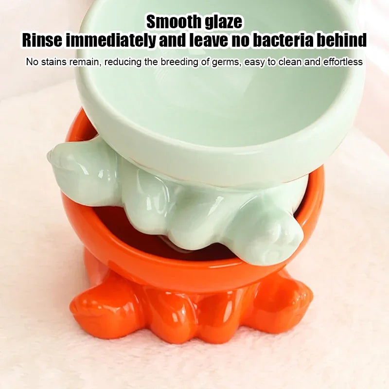 High-Foot Ceramic Pet Bowl Protects Cervical Spine