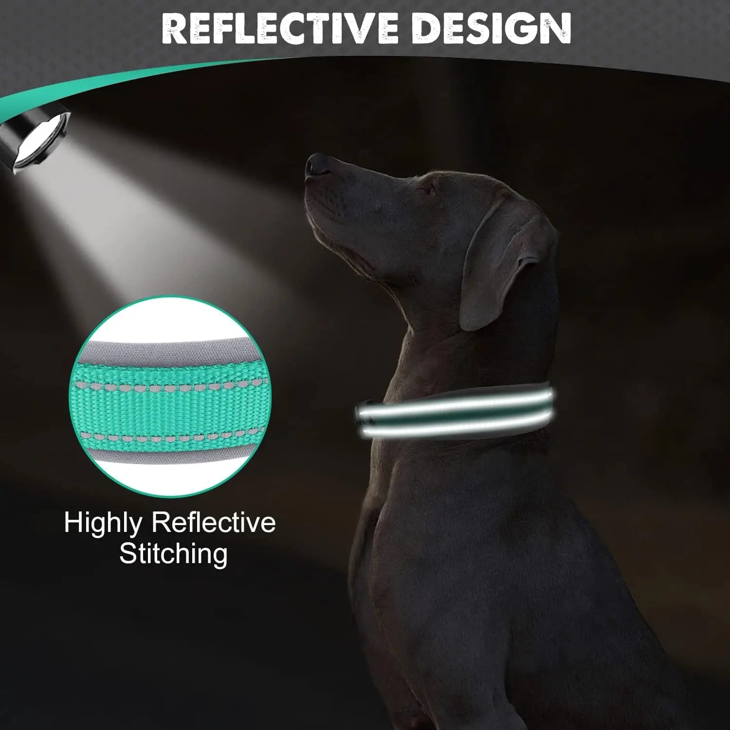 Adjustable Heavy-Duty Nylon Neoprene Padded Reflective Dog Collar