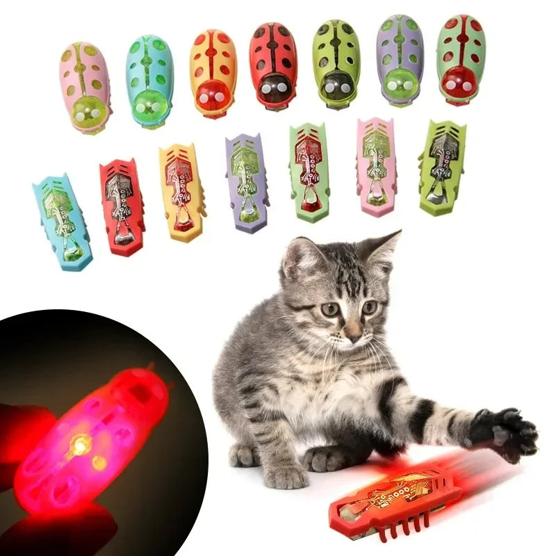 Interactive Electric Glowing Bug Toy Obstacle-Escape Beetle for Cats