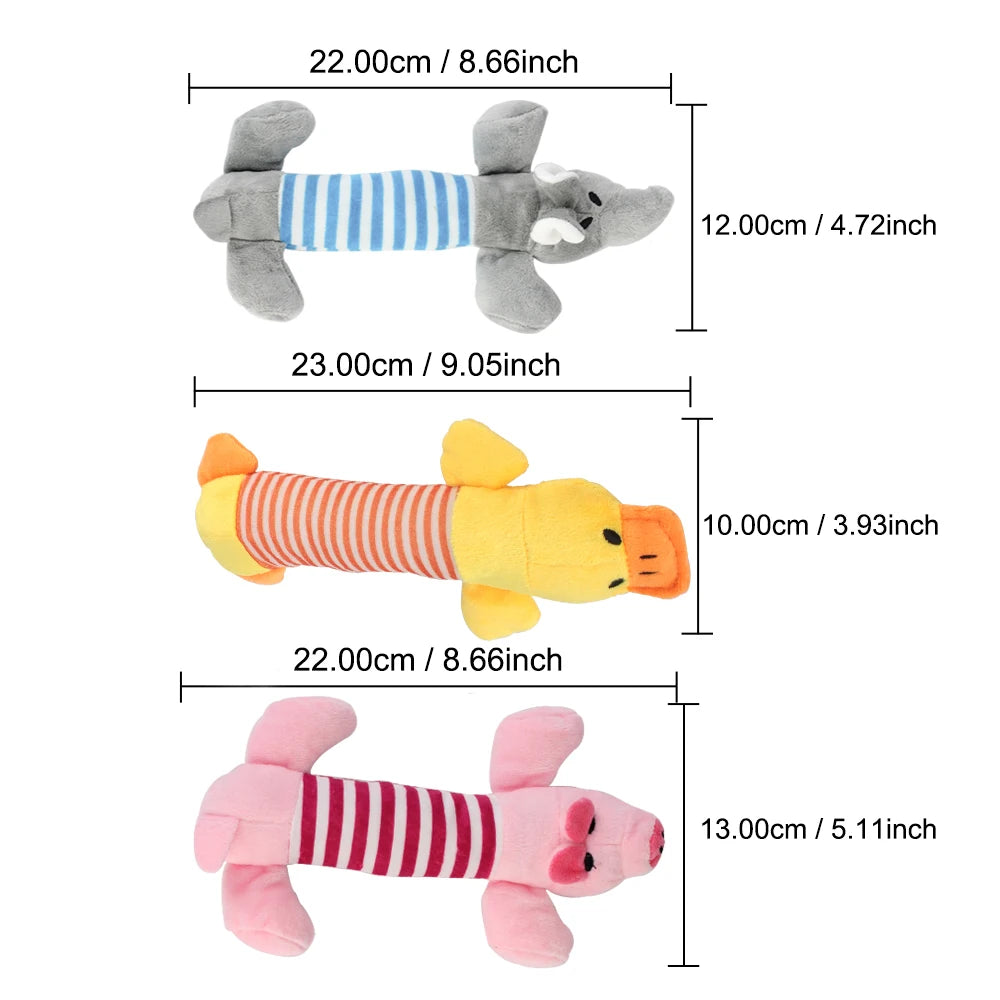 Plush Squeaky Toys for Dogs & Cats Elephant, Duck, Pig & More