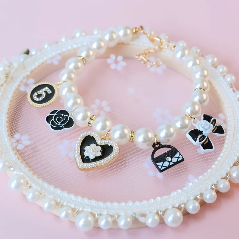Cute Pet Pearl Collar with Bow Tie