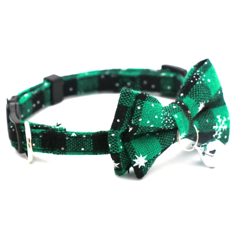 Festive Detachable Christmas Bow Pet Collar