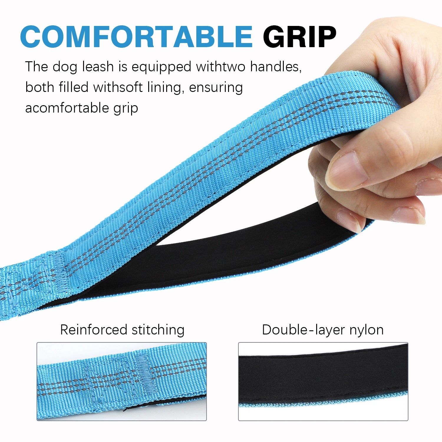 Shock Absorption and 2 Padded Handles Heavy Duty Bungee Dog Leash
