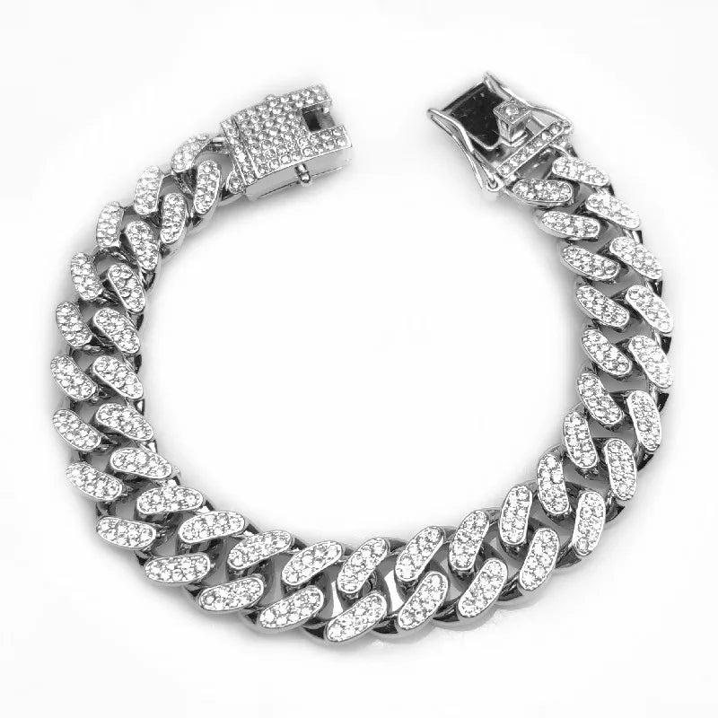 Strong Metal Bling Choke Slip Rhinestone Gold Dog Chain Collar