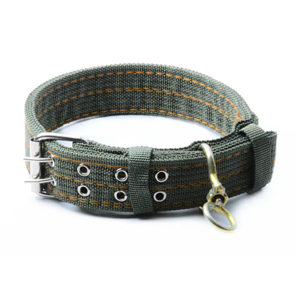 Heavy-Duty Army Green Double-Breasted Dog Collar